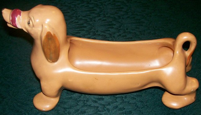 Weller Pottery Figural Dachshund Dog Planter 1930's-40's Brown Marked