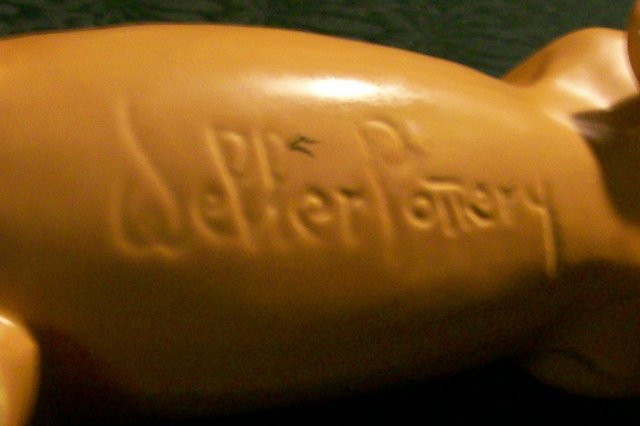 Weller Pottery Figural Dachshund Dog Planter 1930's-40's Brown Marked