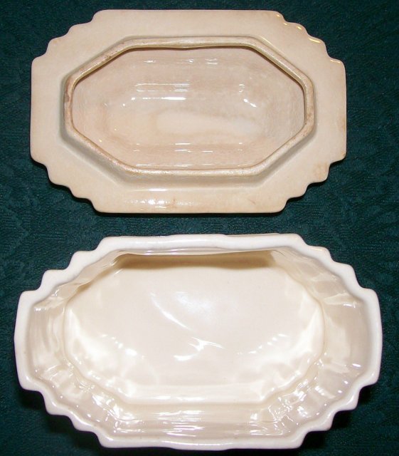 Harker Petit Point/Cross-Stitch Ceramic Drippings Jar & Lid 1930's