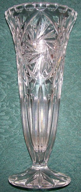 Pressed Crystal Vase with Cut Star Accents