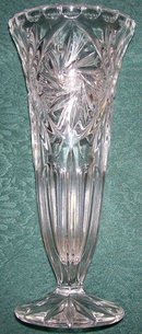 Pressed Crystal Vase with Cut Star Accents