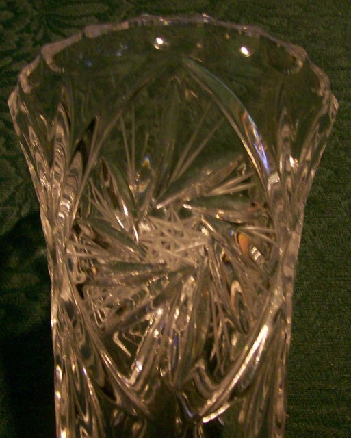 Pressed Crystal Vase with Cut Star Accents