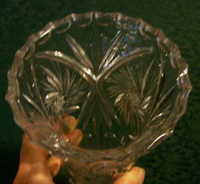 Pressed Crystal Vase with Cut Star Accents
