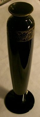 Black Glass Vase with Gold Encrusted Band