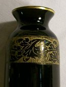 Black Glass Vase with Gold Encrusted Band
