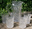 Libbey Cut Glass Pitcher & Tumbler Set: