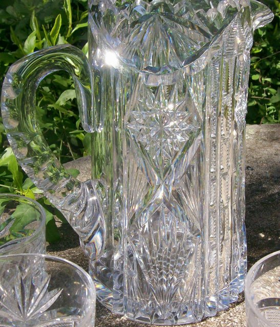 Libbey Cut Glass Pitcher & Tumbler Set: