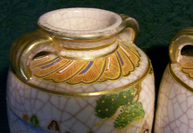 Signed Satsuma Vase Pair: Mirror Image