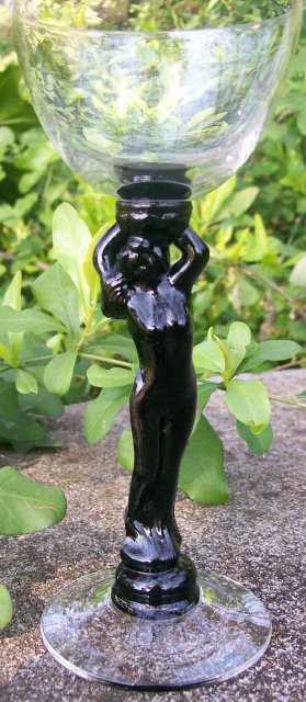 Cambridge Statuesque/Nudes Glass Cocktail Clear with Ebony Stem 6 3/8