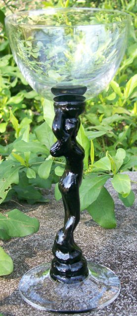 Cambridge Statuesque/Nudes Glass Cocktail Clear with Ebony Stem 6 3/8