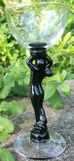 Cambridge Statuesque/Nudes Glass Cocktail Clear with Ebony Stem 6 3/8