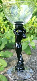 Cambridge Statuesque/Nudes Glass Cocktail Clear with Ebony Stem 6 3/8