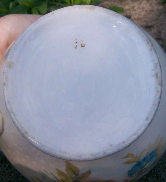 Early American Dinnerware Ceramic Cobalt-trimmed Jug with Floral Decal