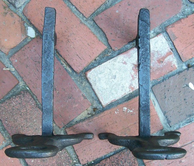 Fireplace Andirons: Sand-Cast Iron: Mid-Late 1800's