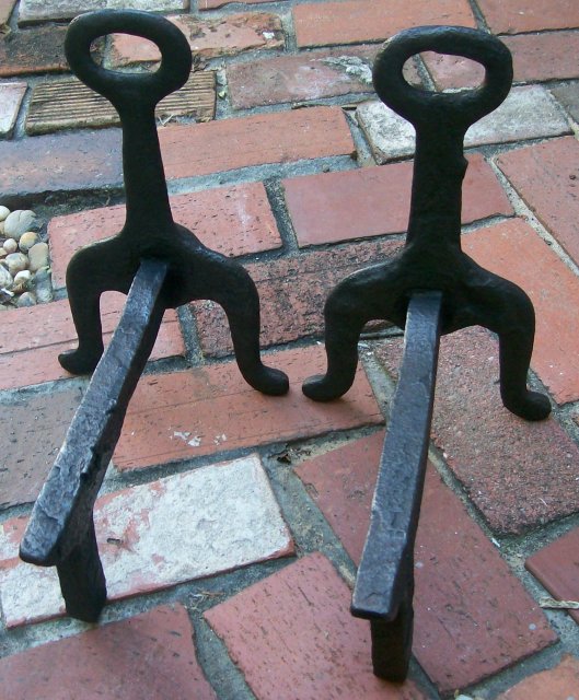 Fireplace Andirons: Sand-Cast Iron: Mid-Late 1800's