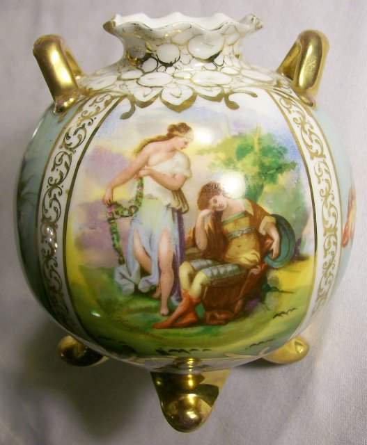 Angelica Kaufmann Decaled Ceramic Vase Austria Mark