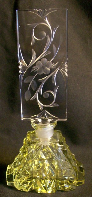 Czechoslovakian Cut Glass Perfume with Stopper