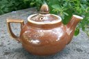 Fraunfelter China Teapot: Zanesville Ohio Brown Glaze Restaurant Ware
