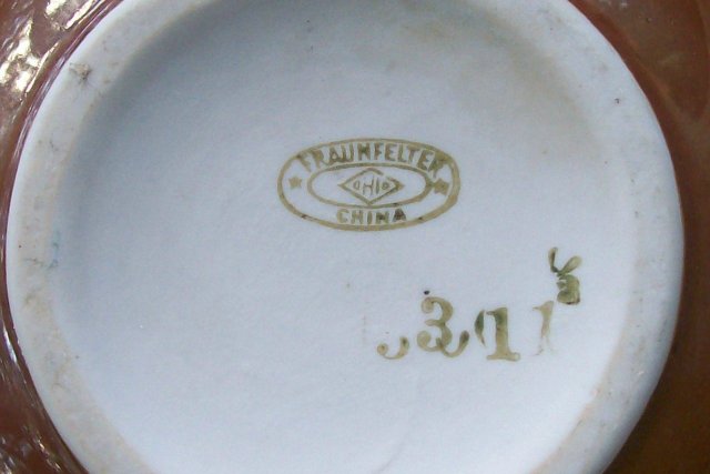 Fraunfelter China Teapot: Zanesville Ohio Brown Glaze Restaurant Ware