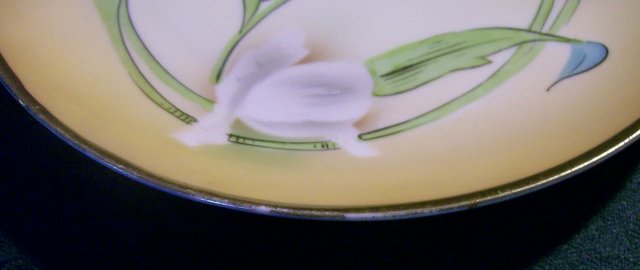 Weimar Bavarian Hand Painted Ceramic Plate White Flowers on Peach 8.5