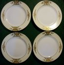 Noritake Porcelain Raised/Encrusted Gold Plate Set/4 #42200 Ca. 1918 8.75
