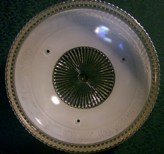 Glass Ceiling Light Shade Embossed Flower Band White/Clear 10.25