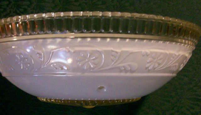 Glass Ceiling Light Shade Embossed Flower Band White/Clear 10.25