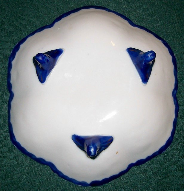 Nippon/Japan Footed Bowl Roses/Cobalt/Gold