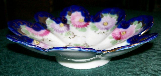 Nippon/Japan Bowl Hand-Painted Flowers/Cobalt/Gold 1890s-1930s