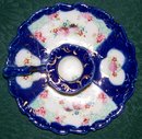 Nippon Chamberstick: Cobalt & Gold with Flowers
