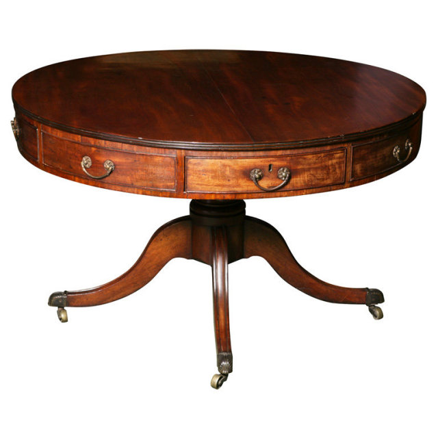 An English 18th c. Mahogany Drum Table