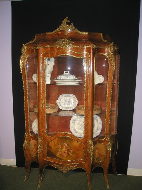An Important 19th C French Kingwood Vitrine in the manner of Vernis Martin.