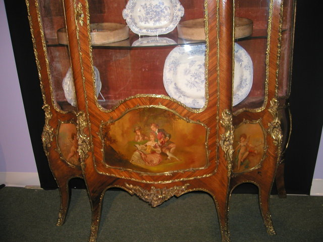 An Important 19th C French Kingwood Vitrine in the manner of Vernis Martin.