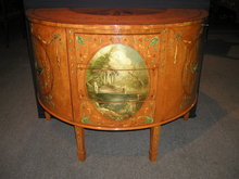 A Fine Quality English Demi Lune Painted satinwood Commode / Chest