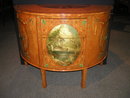A Fine Quality English Demi Lune Painted satinwood Commode / Chest
