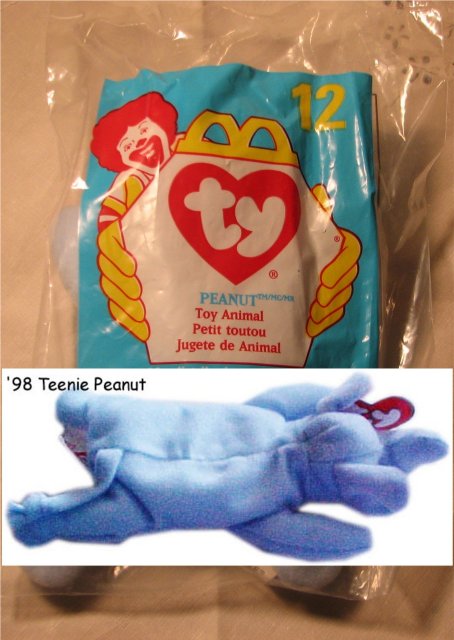 Ty Teanie Beanie Peanut the Light Blue Elephant
