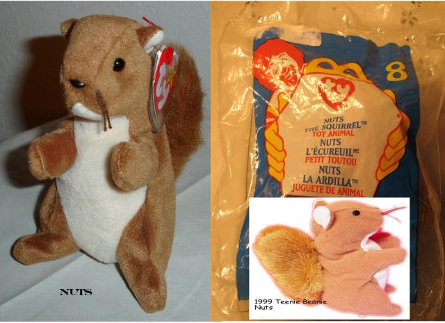 TY Beanie Baby & Teanie Beanie Pair of Squirrels