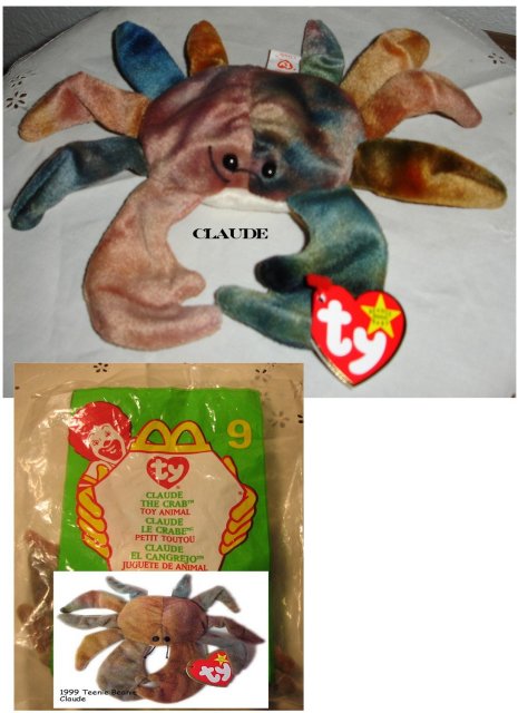 TY Beanie Baby & Teanie Beanie Pair of Crabs