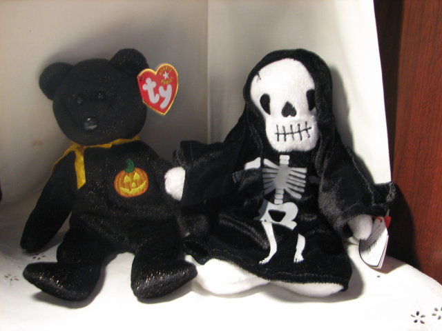 TY Beanie Baby Bear & Skeleton for Halloween
