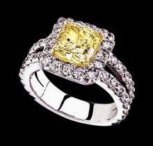 3 ct.radiant canary center diamond engagement ring gold