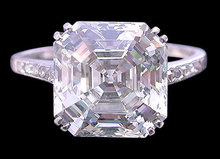 Big asscher center diamond 3.16 ct. ring jewelry gold