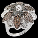 Flower design diamond ring black chocolate diamonds