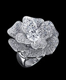 Flower ring 6 carat diamonds unique floral ring gold white