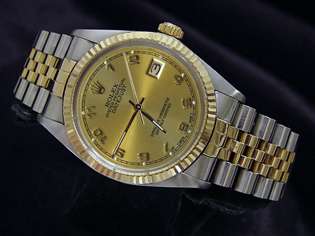 Champagne Arabic dial date just rolex mens watch