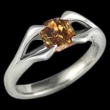 Split shank Chocolate brown diamond solitaire engagement ring 1 carat cushion cut