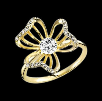 Yellow gold diamond flower shape ring 2.36 ct. diamond