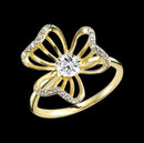Yellow gold diamond flower shape ring 2.36 ct. diamond