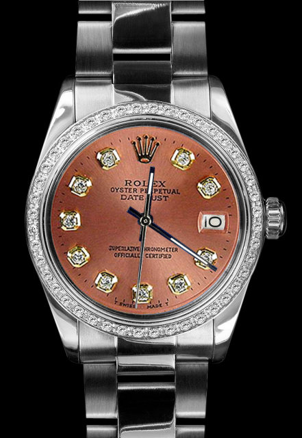 Datejust rolex mens stainless steel watch diamond bezel