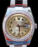 Diamond bezel dial ladies man rolex datejust watch SS string diamond dial
