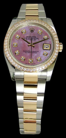 Diamond bezel dial rolex datejust watch lady men